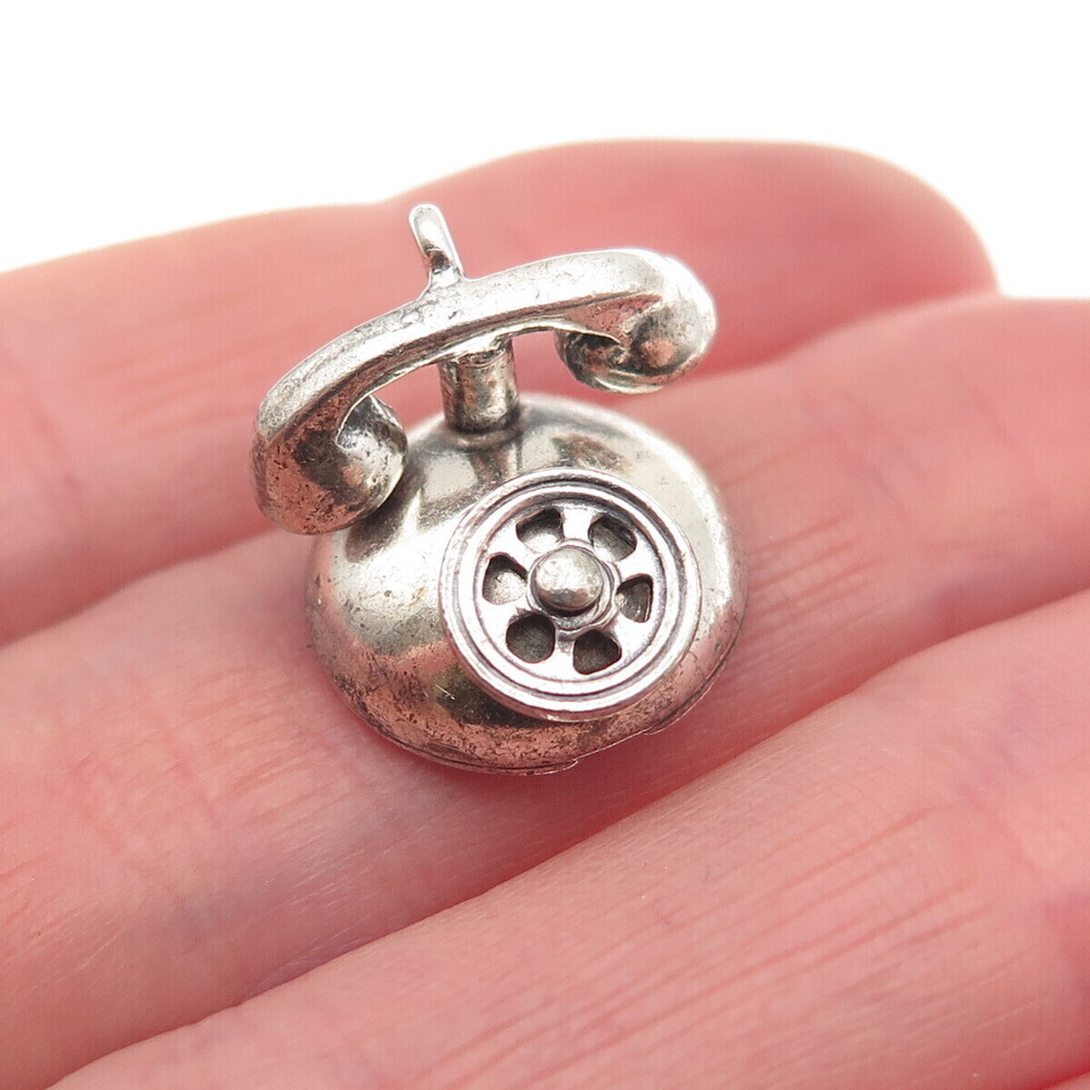 Danecraft Sterling Silver Antique Art Deco Rotary Phone 3D Mini Charm Pendant